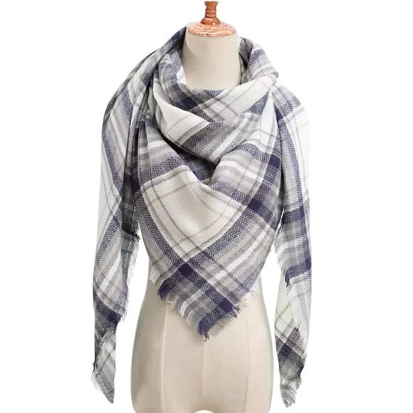 Blue Plaid Scarf - Picture 1 of 2